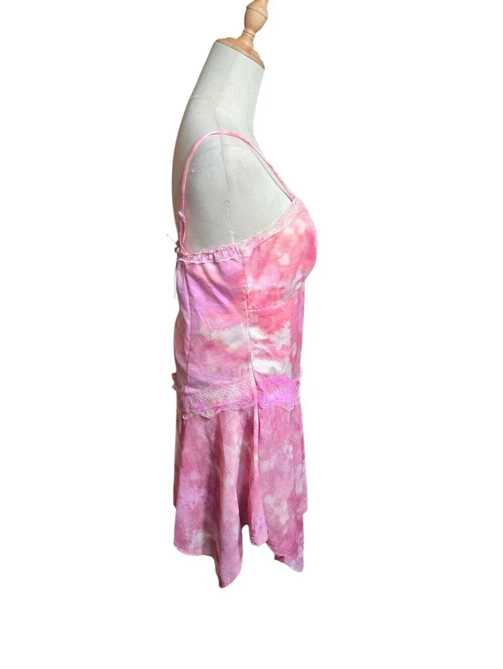 wild fable Pink Tie-Dye Festival Lace-Trim Slip Mini Dress NWT